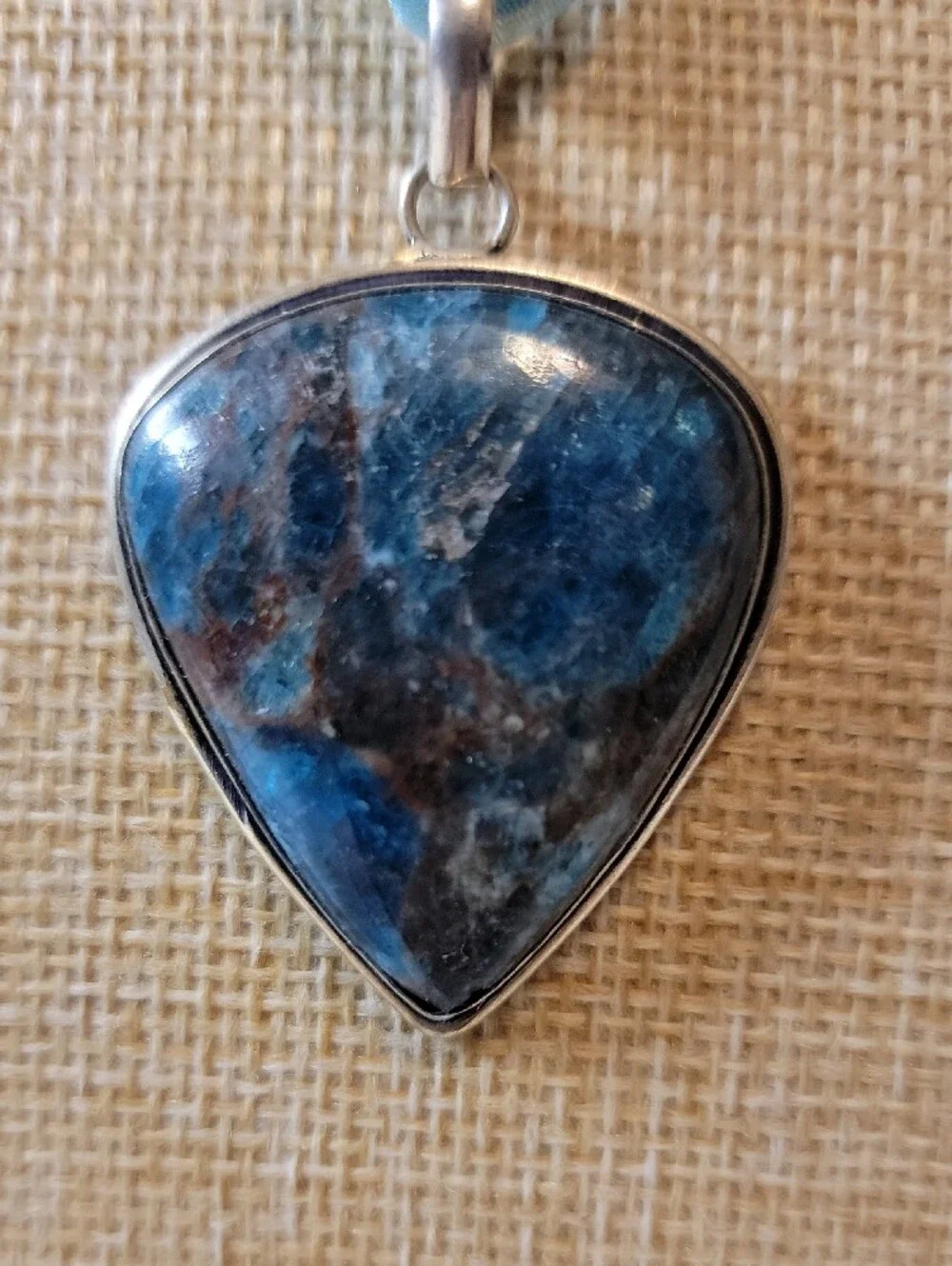 Boho Handmade Sterling Silver Blue Apatite Pendant Necklace